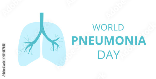 Promoting World Pneumonia Day template. Lungs and text, symbolizing global respiratory health awareness. Vector illustration.