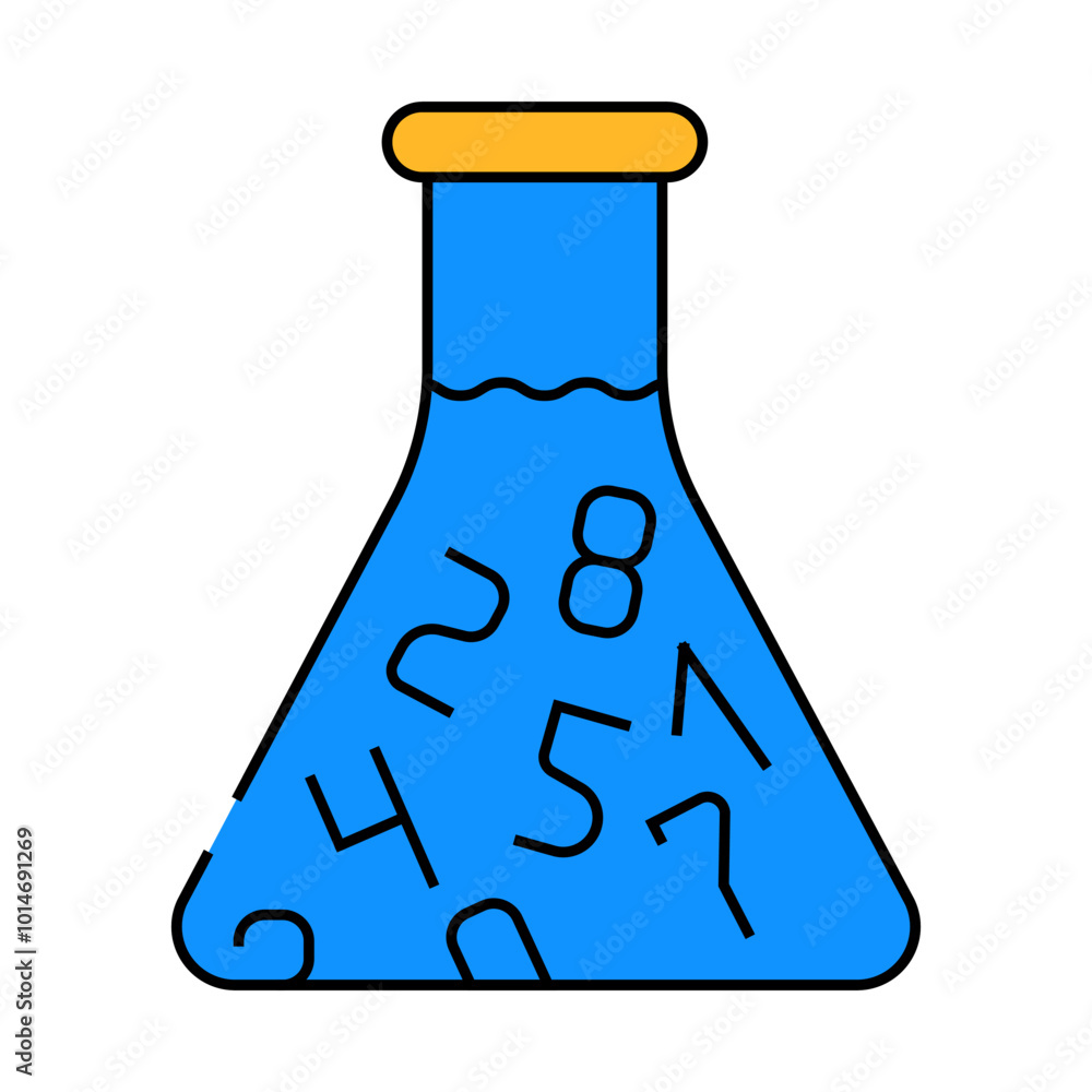 flask with numbers line icon vector. flask with numbers sign. isolated symbol illustration flask with numbers line icon vector. flask with numbers sign. isolated symbol illustration