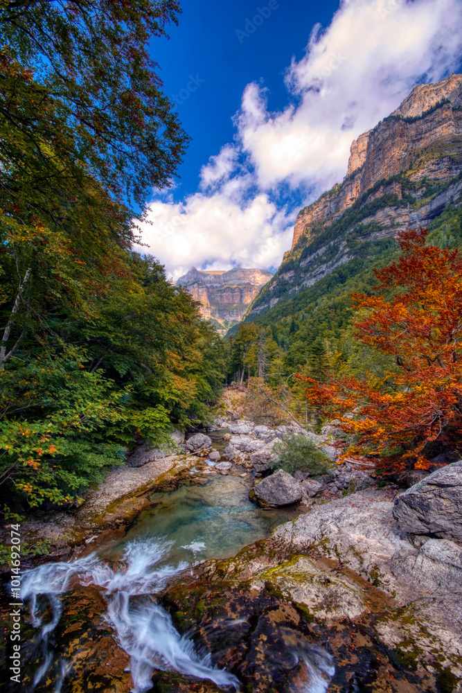 The most popular route in the Ordesa Valley, from the Pradera de Ordesa to the Cola de Caballo waterfall. The most popular route in the Ordesa Valley, from the Pradera de Ordesa to the Cola de Caballo waterfall.