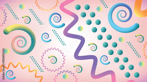 Abstract Pastel Spirals and Shapes background