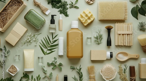 Wallpaper Mural Natural products and herbal ingredients arranged on a textured surface, showcasing organic lifestyle choices and wellness items Torontodigital.ca