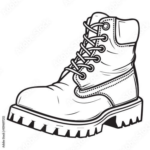 Classic Work Boot Line Art Illustration