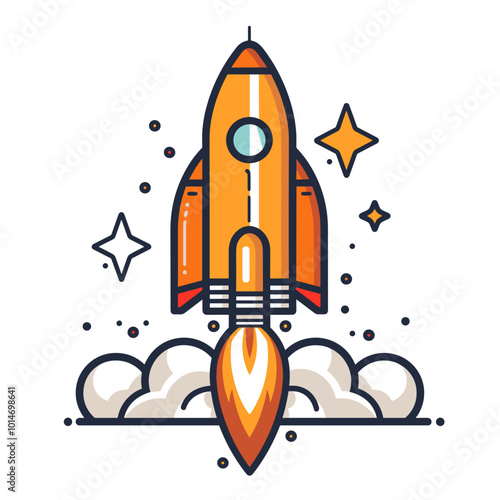 Space rocket icon. Vector illustration in cartoon style on a white background.