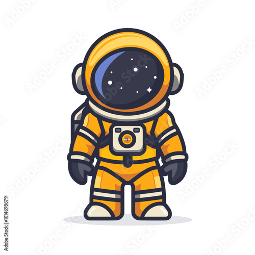 Astronaut in space suit. Vector illustration. Cartoon style.