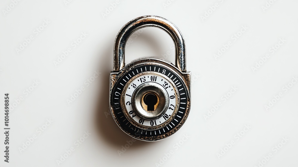 A combination lock on a white background. A combination lock on a white background.
