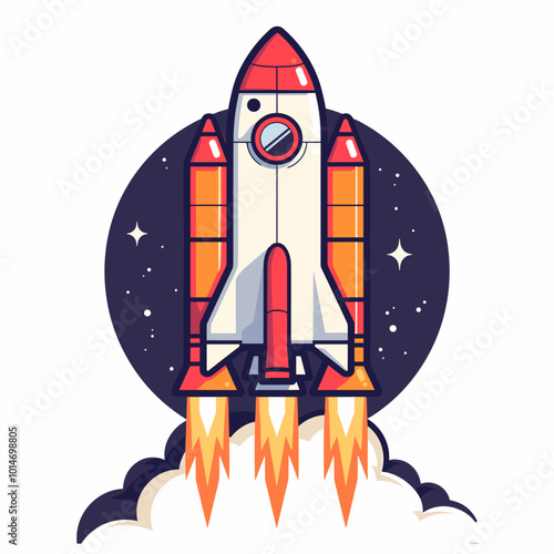 Space rocket icon. Vector illustration in cartoon style on a white background.