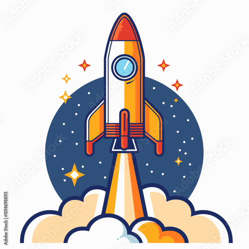 Space rocket icon. Vector illustration in cartoon style on a white background.