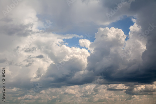 Beautiful Cumulus Clouds with Sunlight Reflections