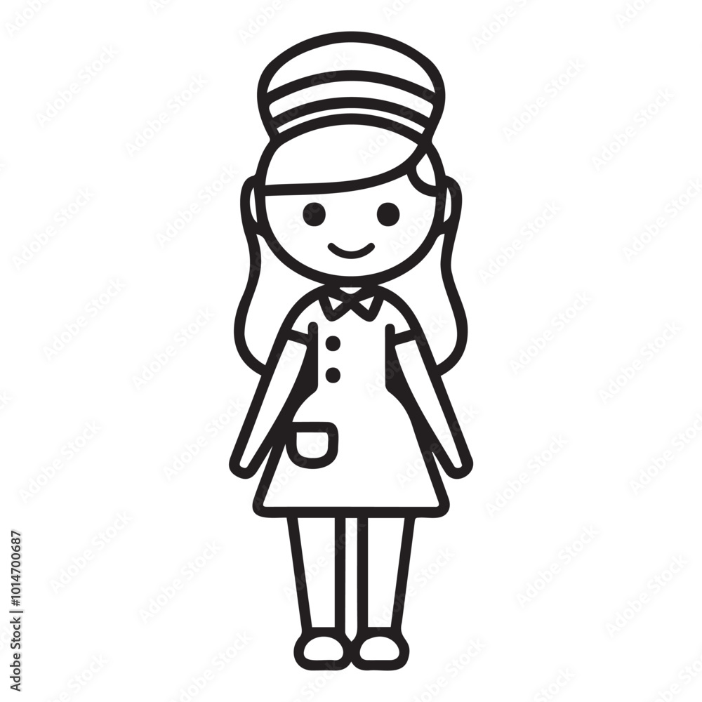 Cute Cartoon Nurse Character in Simple Style Cute Cartoon Nurse Character in Simple Style