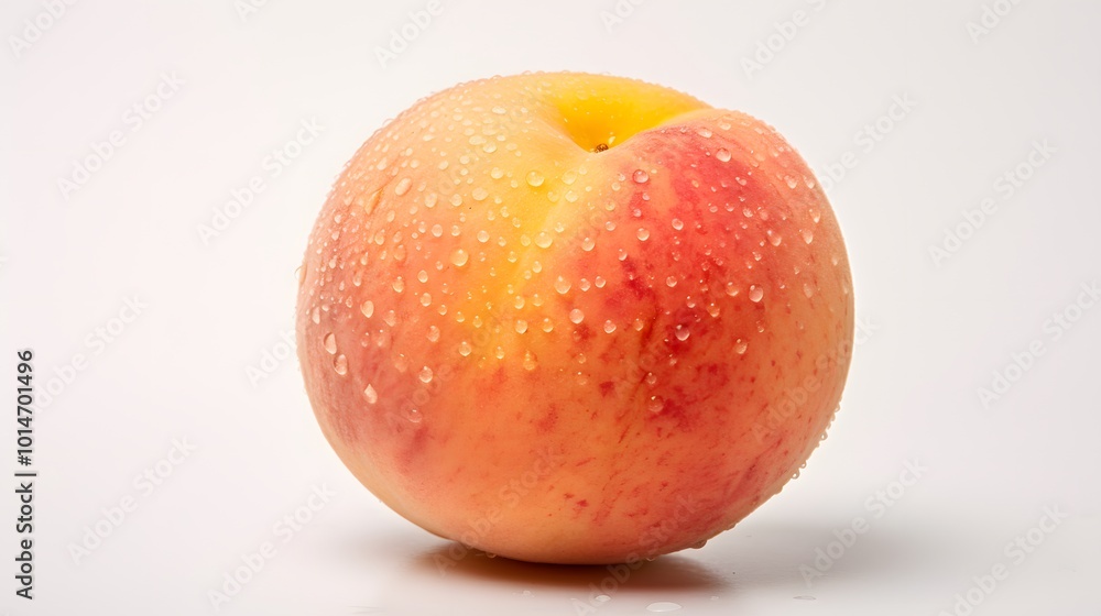 Crisp Peach in Macro Photography, Isolated on White Crisp Peach in Macro Photography, Isolated on White