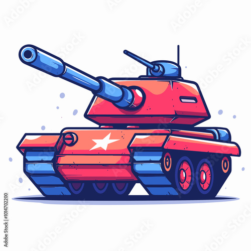 Cartoon tank. Vector illustration in a flat style on a white background.