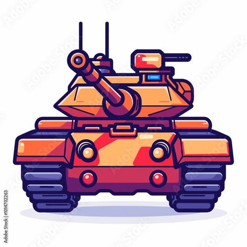 Cartoon tank isolated on white background. Vector illustration in flat style.