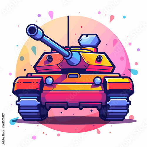 Cartoon tank. Vector illustration in a flat style on a white background.