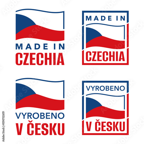 Made in Czechia label, English and Czech versions