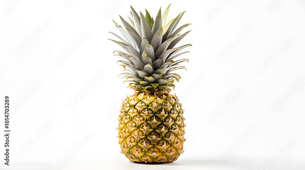 Fresh Pineapple in Sharp Macro Focus on White Fresh Pineapple in Sharp Macro Focus on White