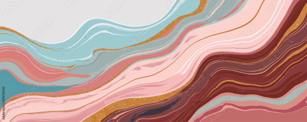 Fototapeta premium Abstract Watercolor Background With Gold Foil 