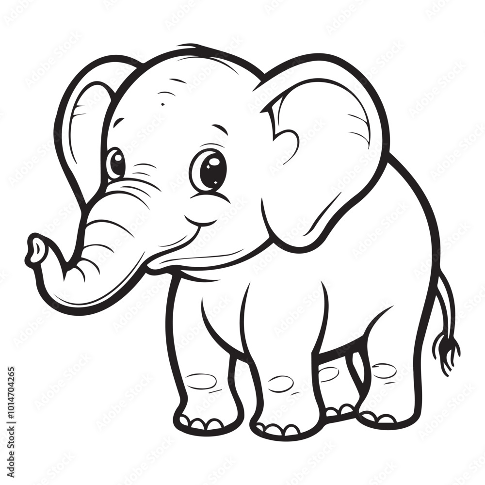 Fototapeta premium Cute Cartoon Elephant Drawing for Kids and Education