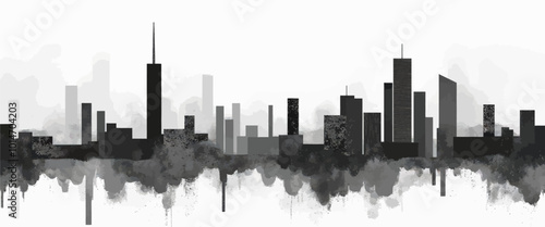 Abstract Cityscape with Watercolor Texture