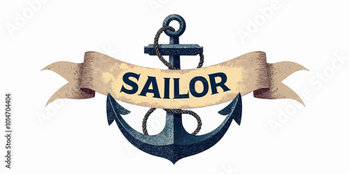 Anchor with Sailor Banner 
