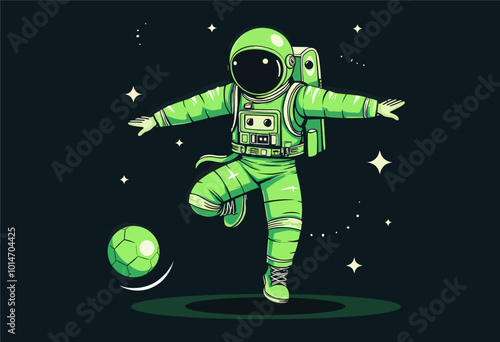 Astronaut Playing Soccer in Space 
