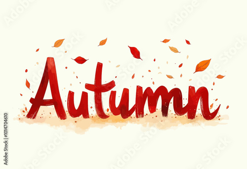 Autumn Watercolor Illustration with Falling Leaves  
