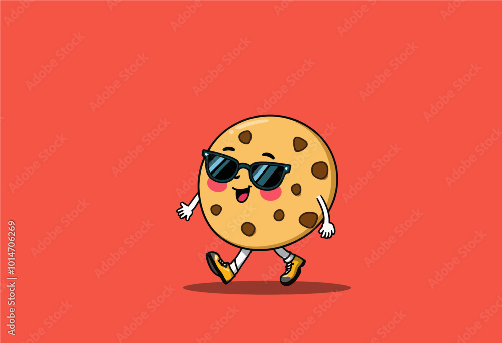 Fototapeta premium Cool Cookie Character Walking 