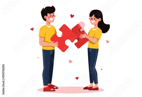Couple Holding Puzzle Pieces 
