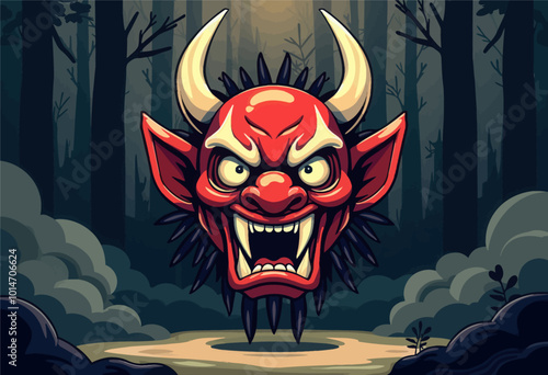 Demon Mask in Forest 
