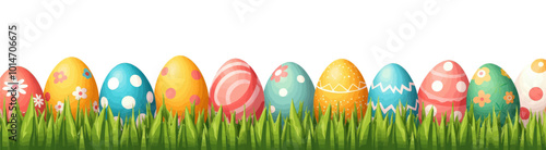 Decorated Easter Eggs in Grass
