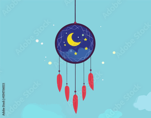 Dreamcatcher with Moon and Stars 
