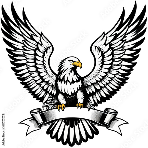 Eagle with Spread Wings and Banner  
