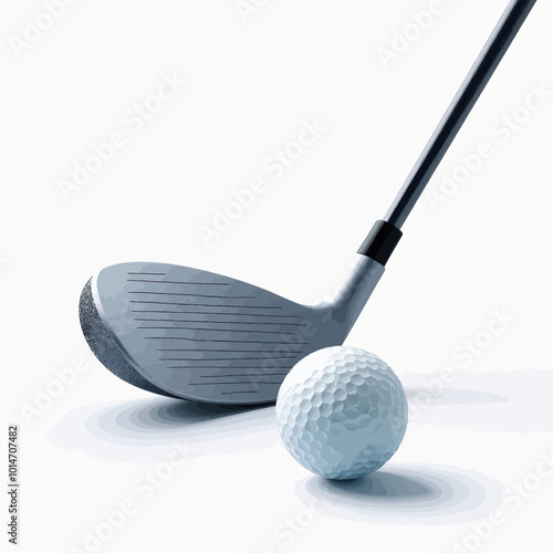 Golf Club and Ball on White Background