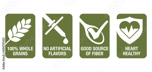 Icons set for breakfast cereals - vertical rectangular shapes