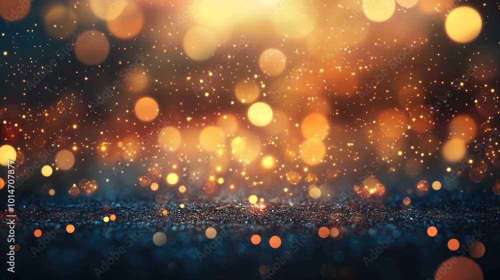 A beautiful bokeh background with glowing golden lights scattered across a blurred dark surface, evoking a sense of wonder and enchantment A beautiful bokeh background with glowing golden lights scattered across a blurred dark surface, evoking a sense of wonder and enchantment