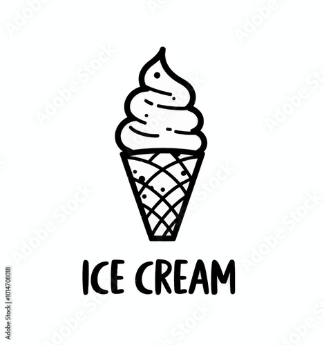 Ice Cream Cone Hand Drawn Illustration 
