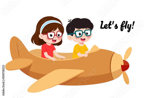 Kids Flying a Toy Plane  
