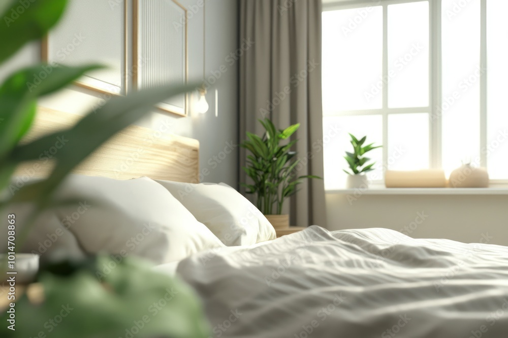 Serene Minimalist Bedroom with Natural Light Serene Minimalist Bedroom with Natural Light