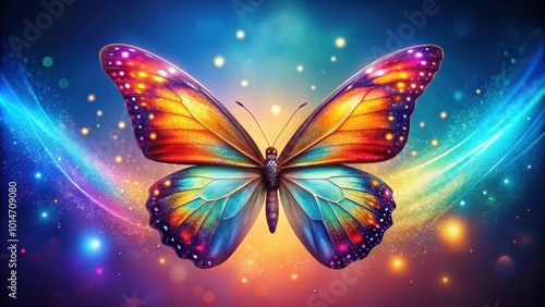 A beautiful and shimmering butterfly with bright and colorful wings, butterfly, vibrant, luminous, insect, wings, nature