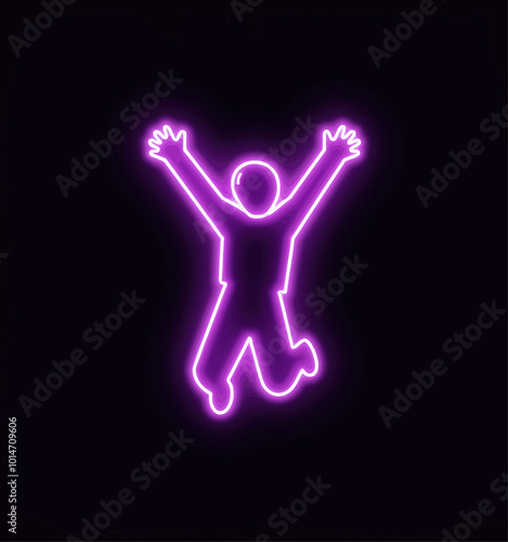 Purple Neon Jumping Man Silhouette  
