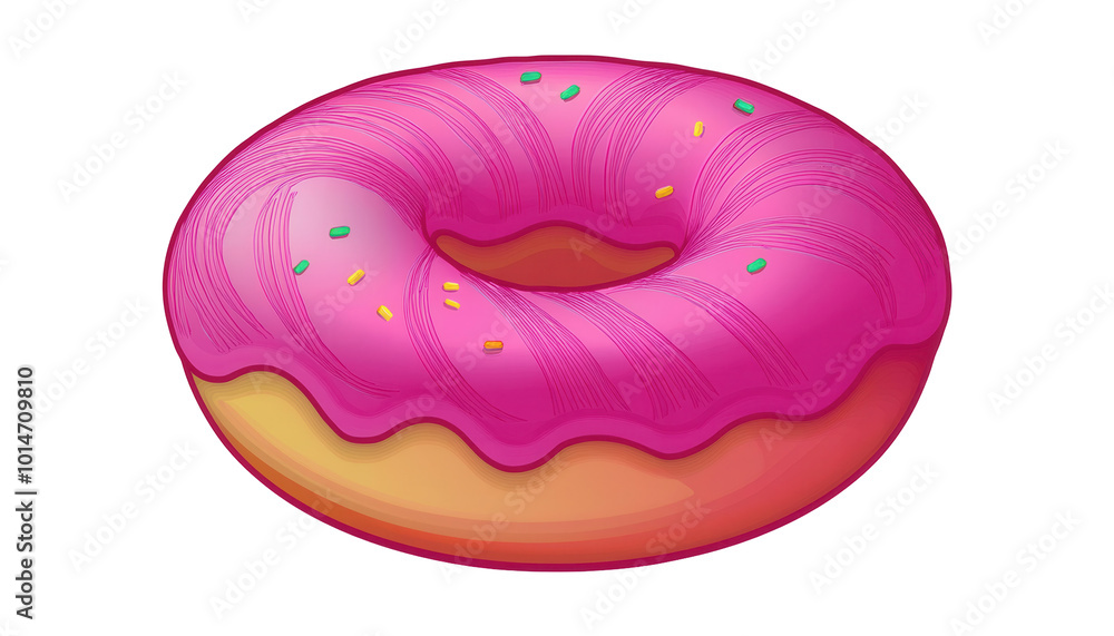 Delicious pink doughnut with sprinkles, isolated on a white background, transparent background. Delicious pink doughnut with sprinkles, isolated on a white background, transparent background.