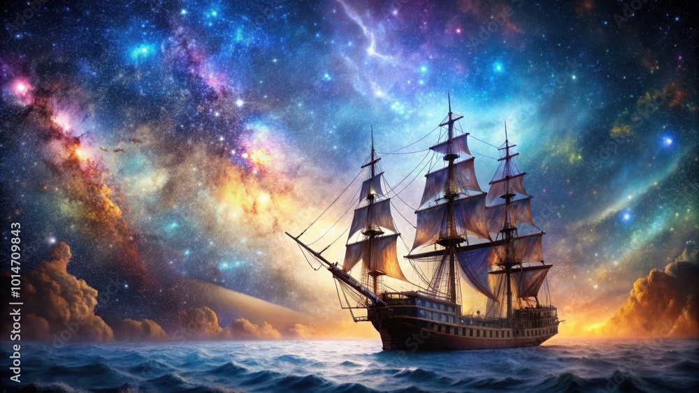 Majestic galleon sailing through a cosmic sea of stars and nebulae, space, stars, galaxy, universe, galleon, majestic Majestic galleon sailing through a cosmic sea of stars and nebulae, space, stars, galaxy, universe, galleon, majestic