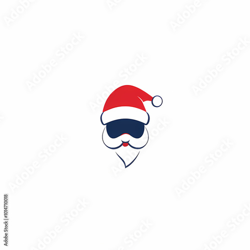 Cool Santa Claus Christmas Flat Vector Logo