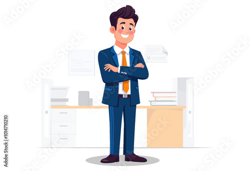 Smiling Businessman Standing in Office 
