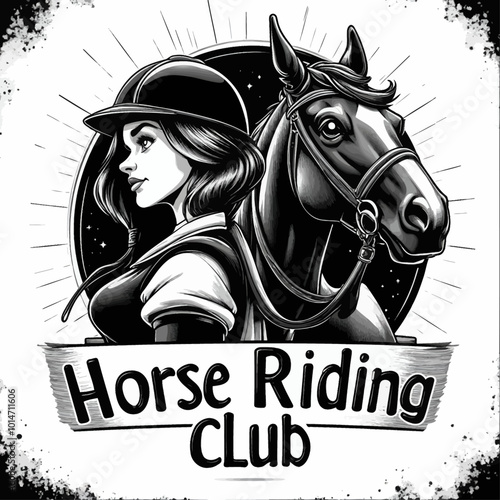 Woman and Horse Horse Riding Club Logo 
