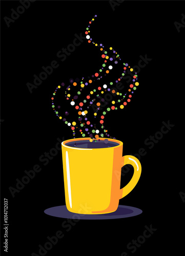 Yellow Mug with Colorful Steam