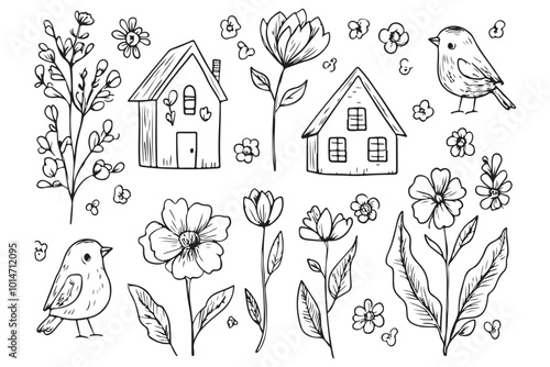 Elegant Hand-Drawn Floral Designs.