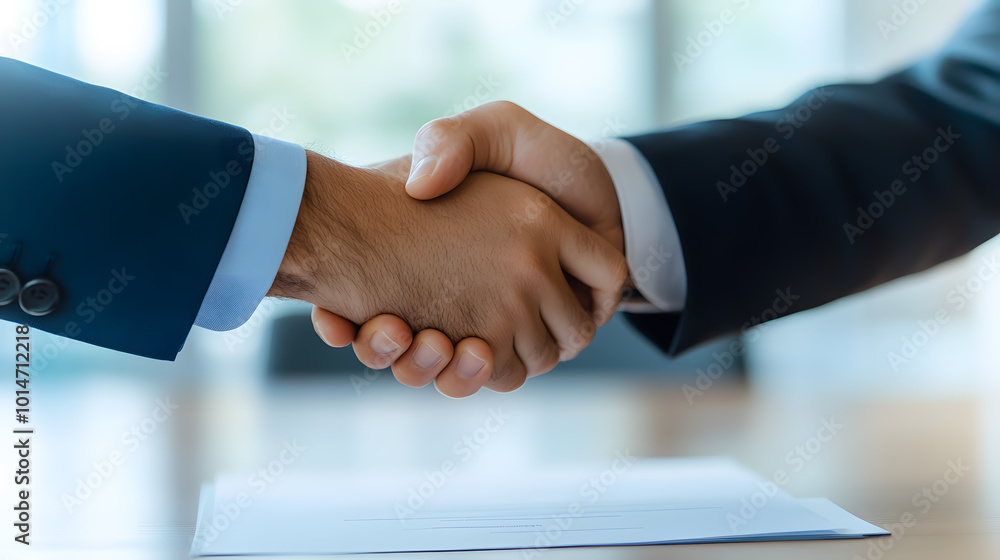 Business Partnership Handshake in Modern Office Setting Business Partnership Handshake in Modern Office Setting