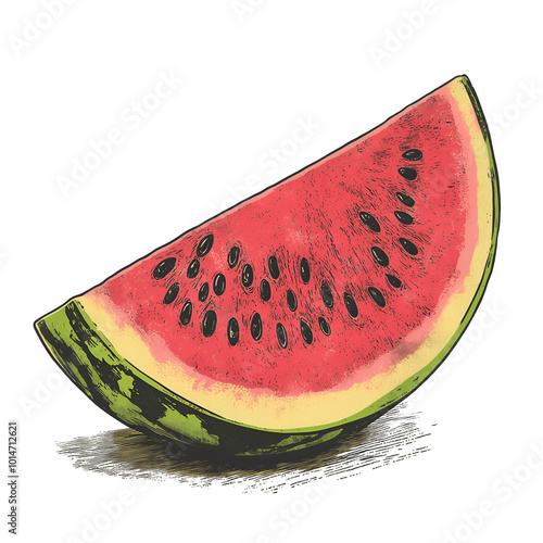 watermelon vintage illustration isolated on transparent background, cut out