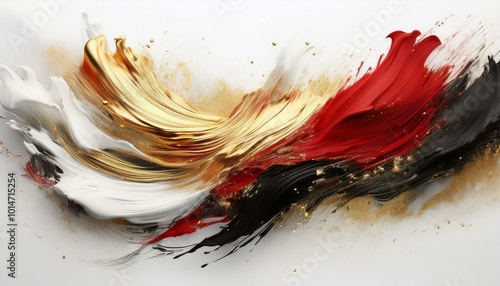 gold , red , white , black airbrush stroke on white background