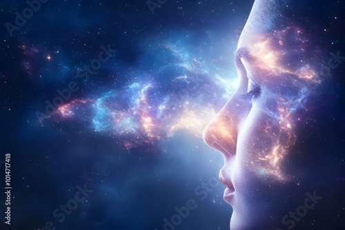 Cosmic Whispers Ethereal Human Profile Amid Celestial Wonders